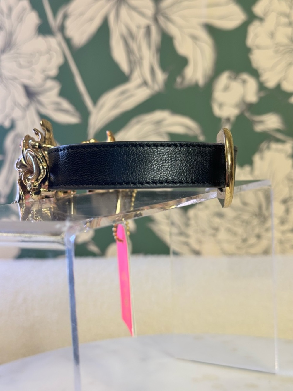 Versace for H&M Black Belt with Gold Floral Statement Buckle - Picture 9 of 12